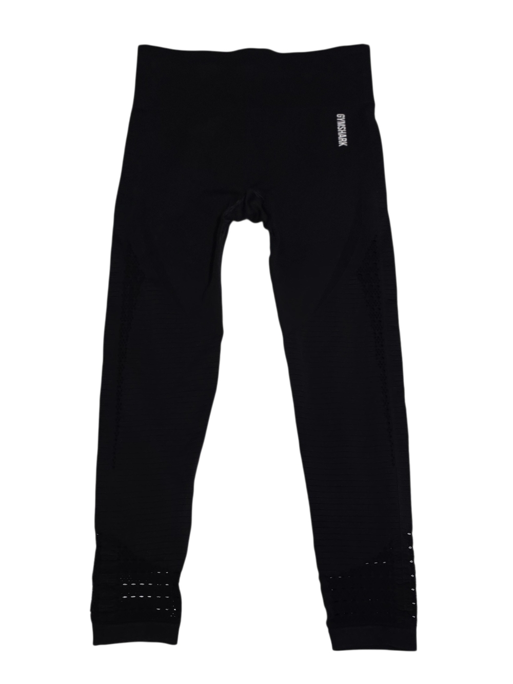 Gymshark Laser Cut Leggings Black Size L High Waisted Perforated Ankle Tights